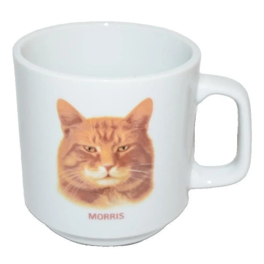 Morris the Cat for 9 lives Coffee Mug Cup Ginger Tabby Vtg Pet Food TV‎ Ads